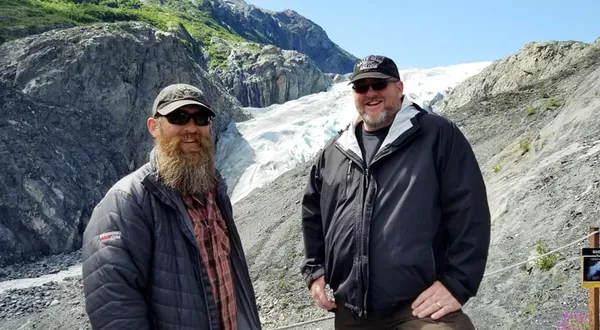 Brothers Brett and Rod Kacalek, owners of Earthworks Landscape Service
